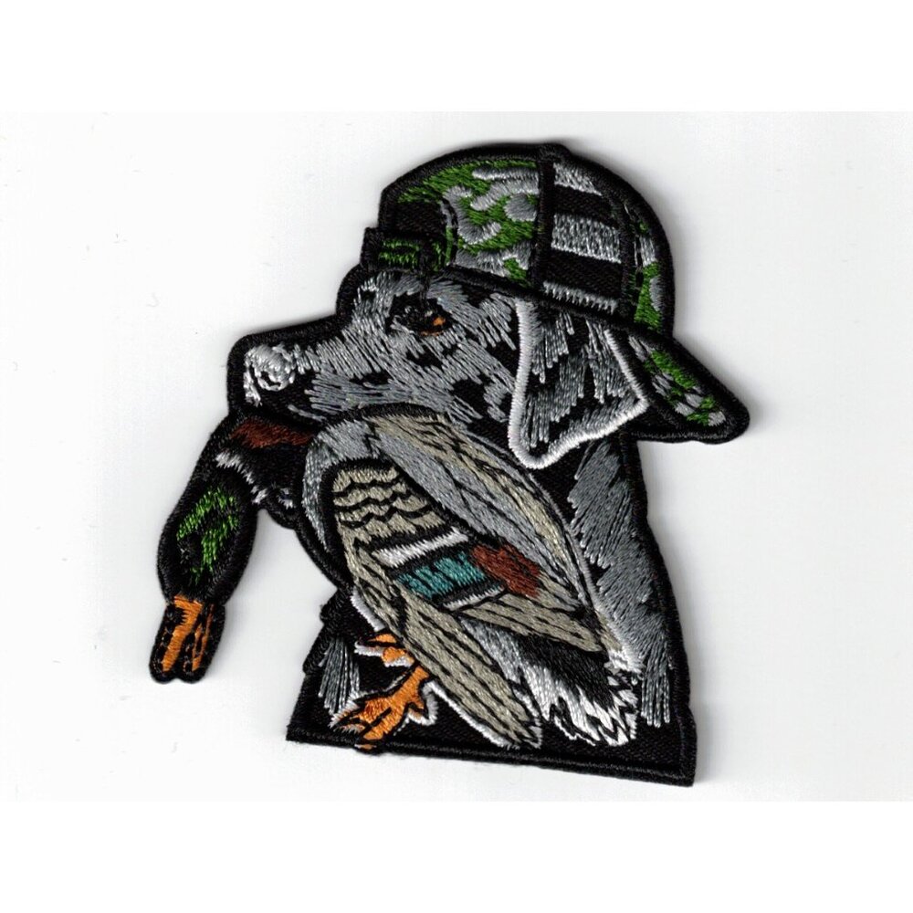 Dog with Duck Hunting Mallard Embroidered 3in Iron / Sew-On Patches